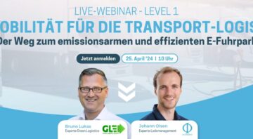 Live-Webinar Transport-Logistik: Der Weg zum emissionsarmen und effizienten E-Fuhrpark