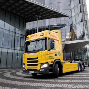 Mehr Reichweite für E-Lkw: Scania und DHL testen neuen Stromgenerator